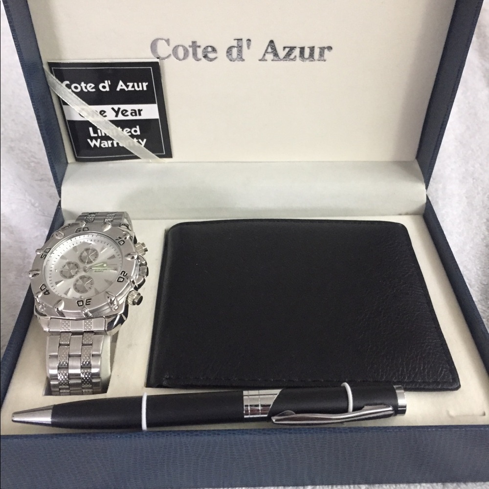 Cote D’ Azur wallet, watch, and pen set